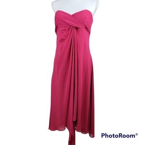 David's Bridal Rose Pink Ruched Ruffle Strapless Bridesmaid Dress in 14